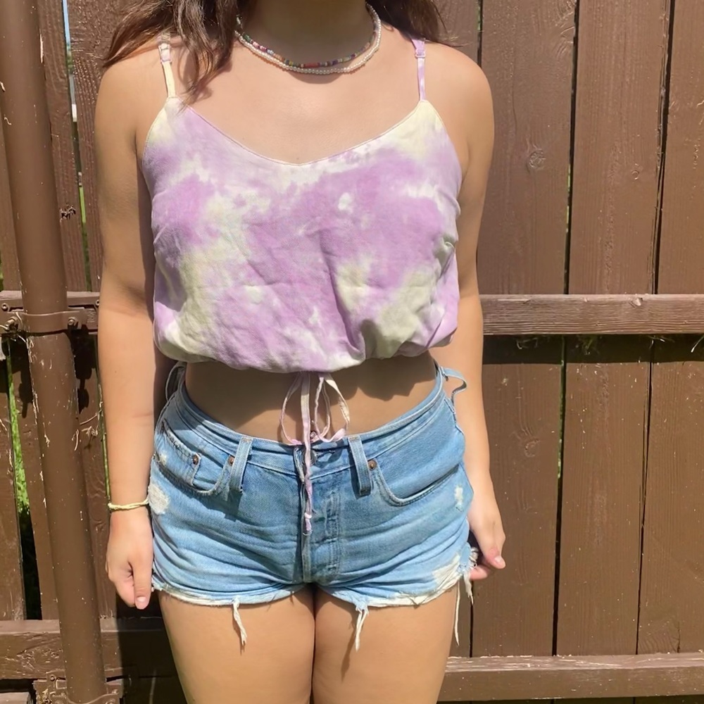 American Eagle tie dye tie cropped tank